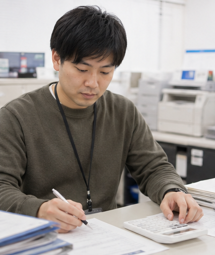 経理・事務の仕事をする様子