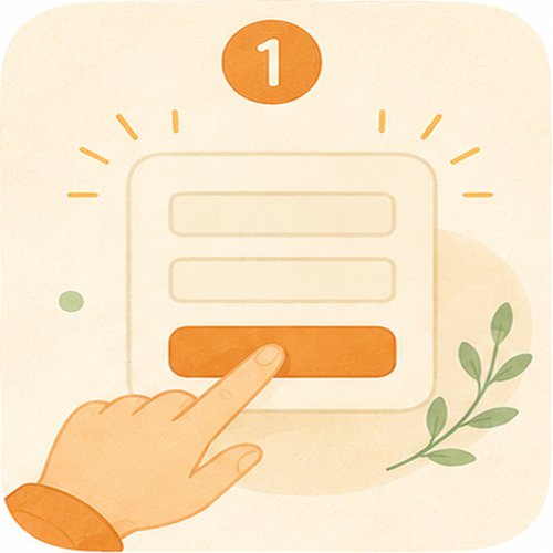 ボタンを押す手のイラスト。無料相談の申し込みを象徴